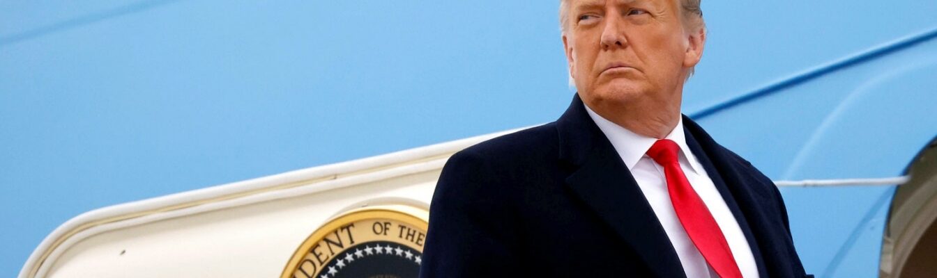 U.S. President Donald Trump returns after visiting the U.S.-Mexico border wall, in Texas