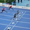 The large group 100-meter sprint match on the 2nd World Humanoid Robot Games on August 26, 2026. Photo_ Li Hao_GT