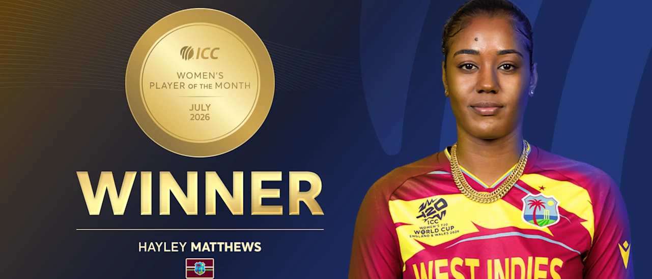 Hayley Matthews ICC Player for the month