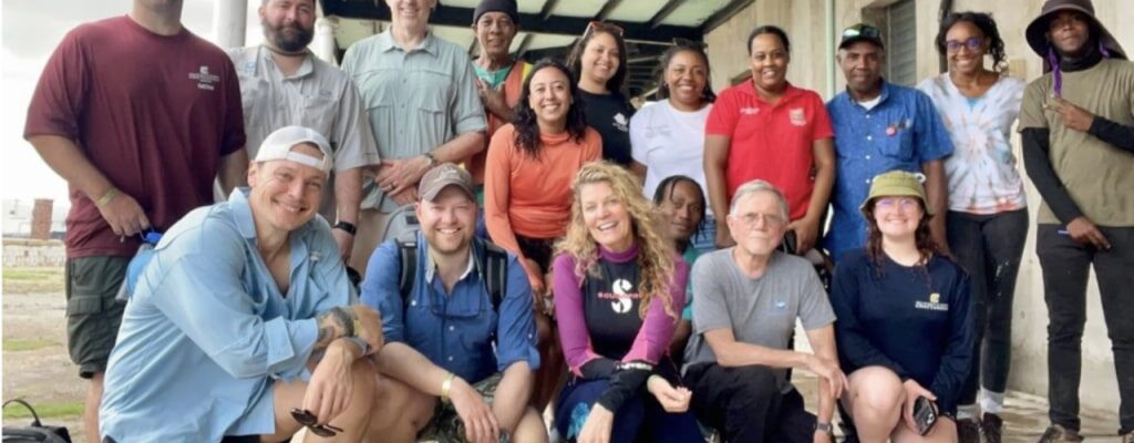 Vann Cunningham (bottom, second from right) with the Jamaica survey team in Port Royal. Photo courtesy of Vann Cunningham.