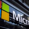 FILE PHOTO: Microsoft logo on an office building in New York, U.S.