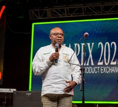 Minister of Tourism, Hon Edmund Bartlett addresses attendees at the JAPEX 2025 welcome ceremony held at Harmony Beach Park last year.