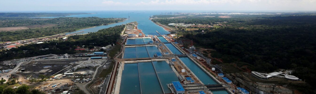 An aerial view of the new Panama Canal expansion project on the outskirt of Colon City