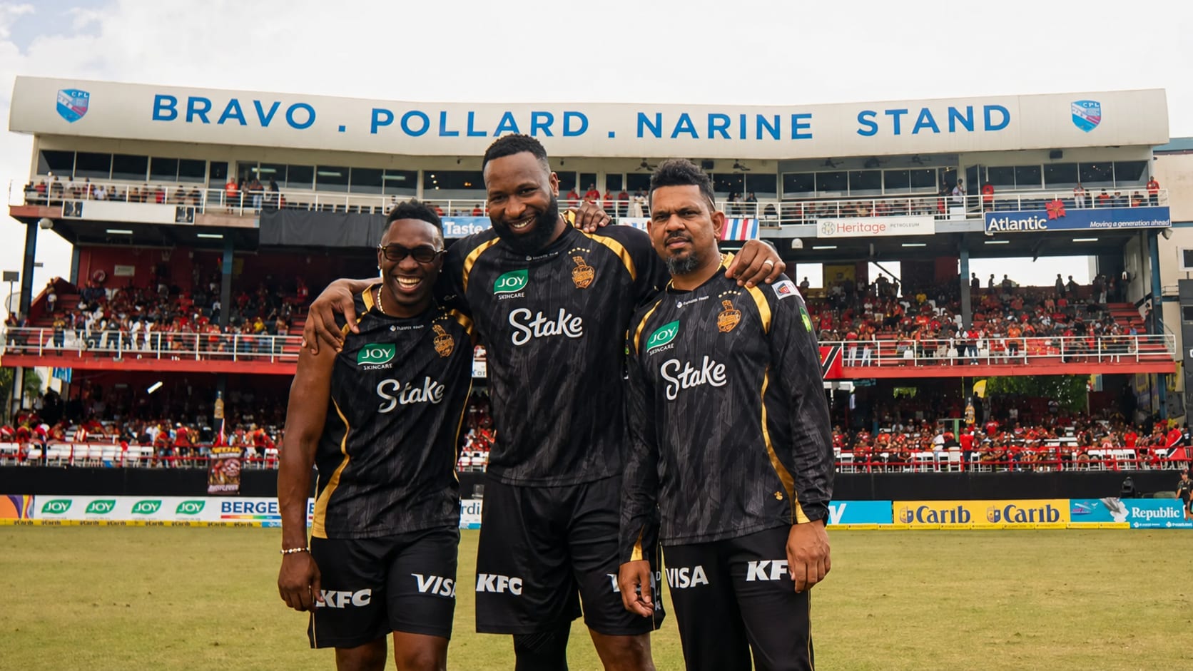 Bravo, Pollard and Narine cricket stand