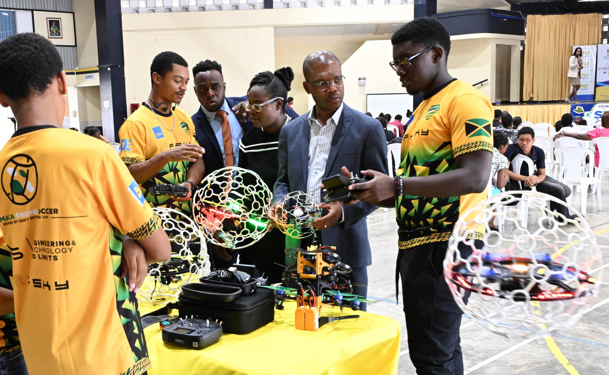 Jamaica Drone Soccer Team Demonstrate how to opperate devices