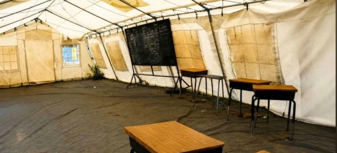 Temporary Tents set up for Schools not yet rebuilt