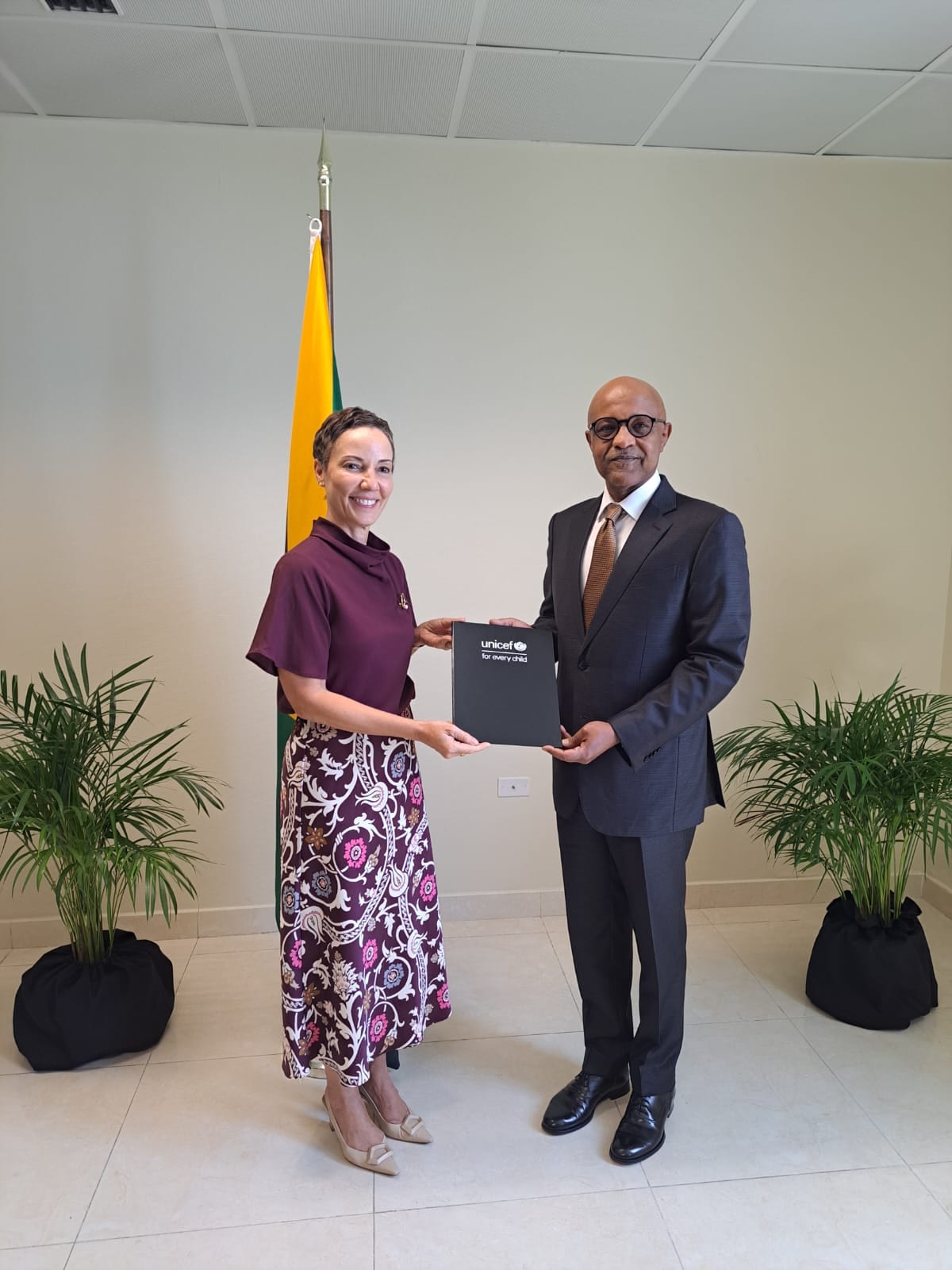 UNICEF Rep Khogali meets Minister Johnson Smith