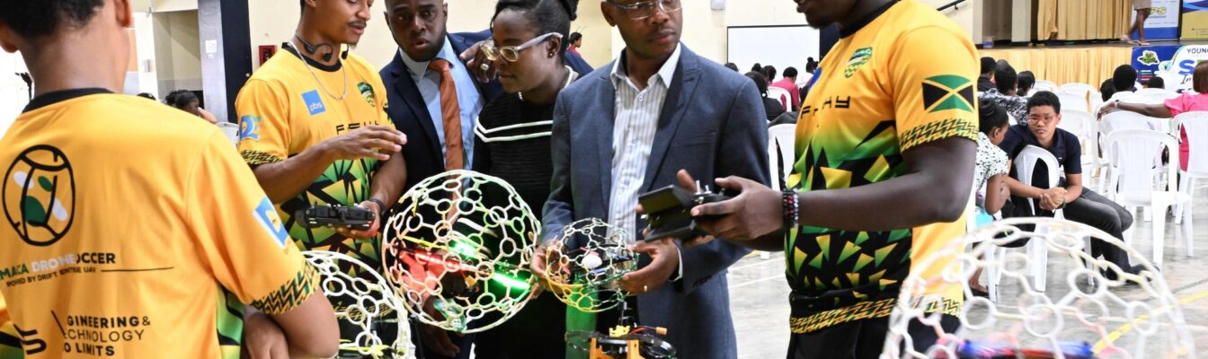 Jamaica Drone Soccer Team Demonstrate how to opperate devices