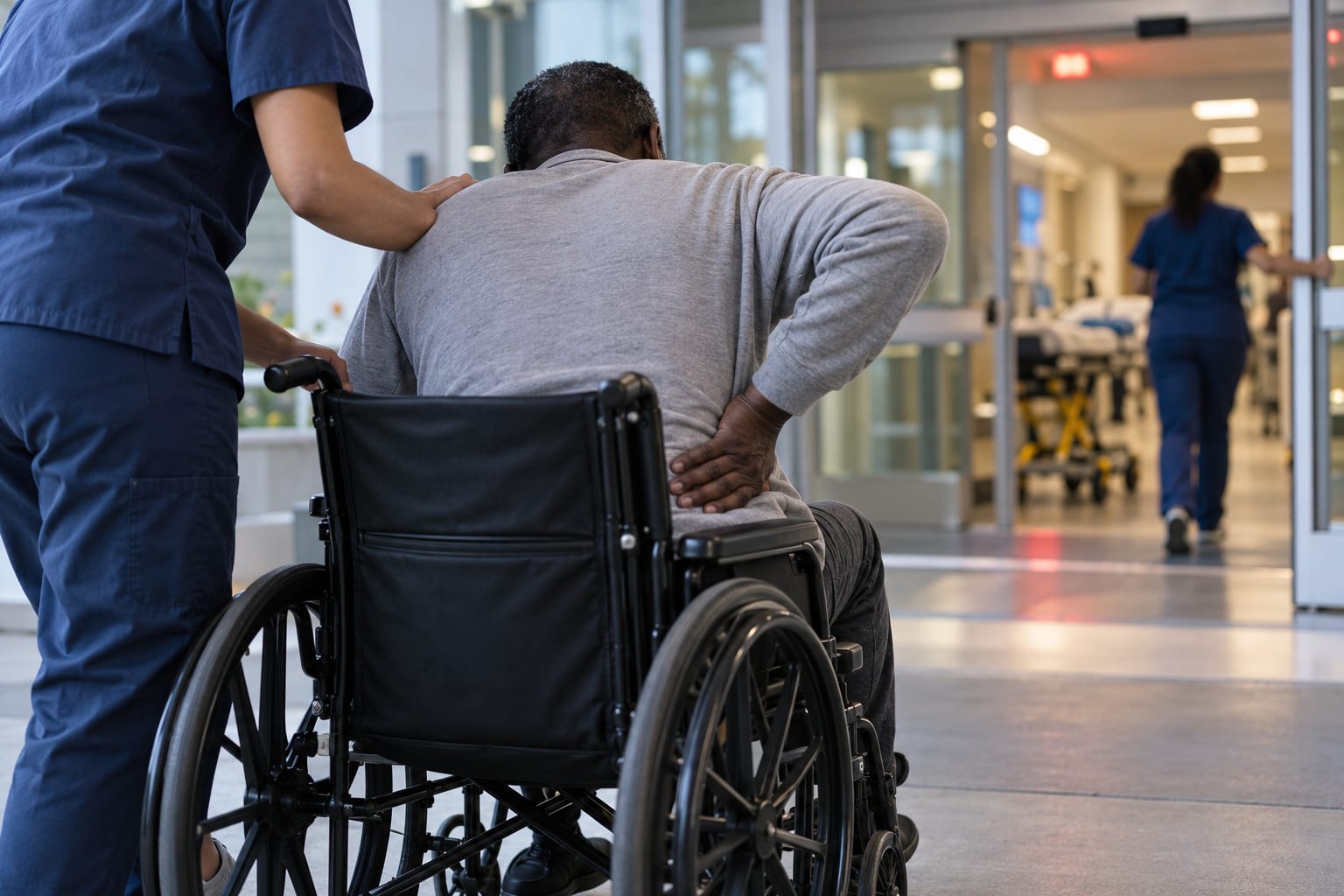 Emergency arrival with sudden back pain