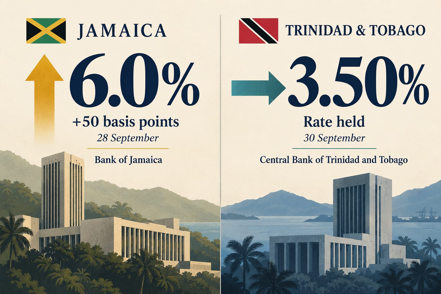 Jamaica raises rates, Trinidad holds steady
